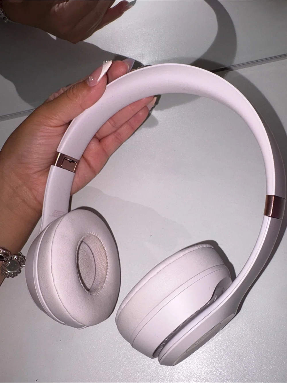 Used Apple Beats Solos Headphones — Light Pink with Rose Gold Trim